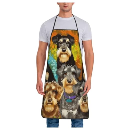 BEIVGOXL Oil Cute Schnauzer Dogs Printed Unisex Kitchen Cooking Apron for Men Women,Waterproof & Stain