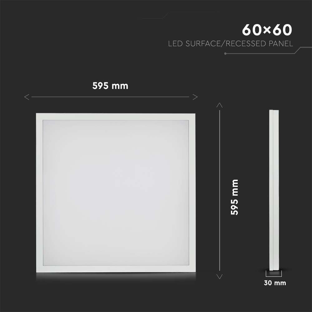 V-TAC VT-6139 Kit di 6 pezzi Pannello LED 36W 120LM/W 600*600mm 6500K da incasso e soffitto Confezione driver 2-in-1 inclusa-638021
