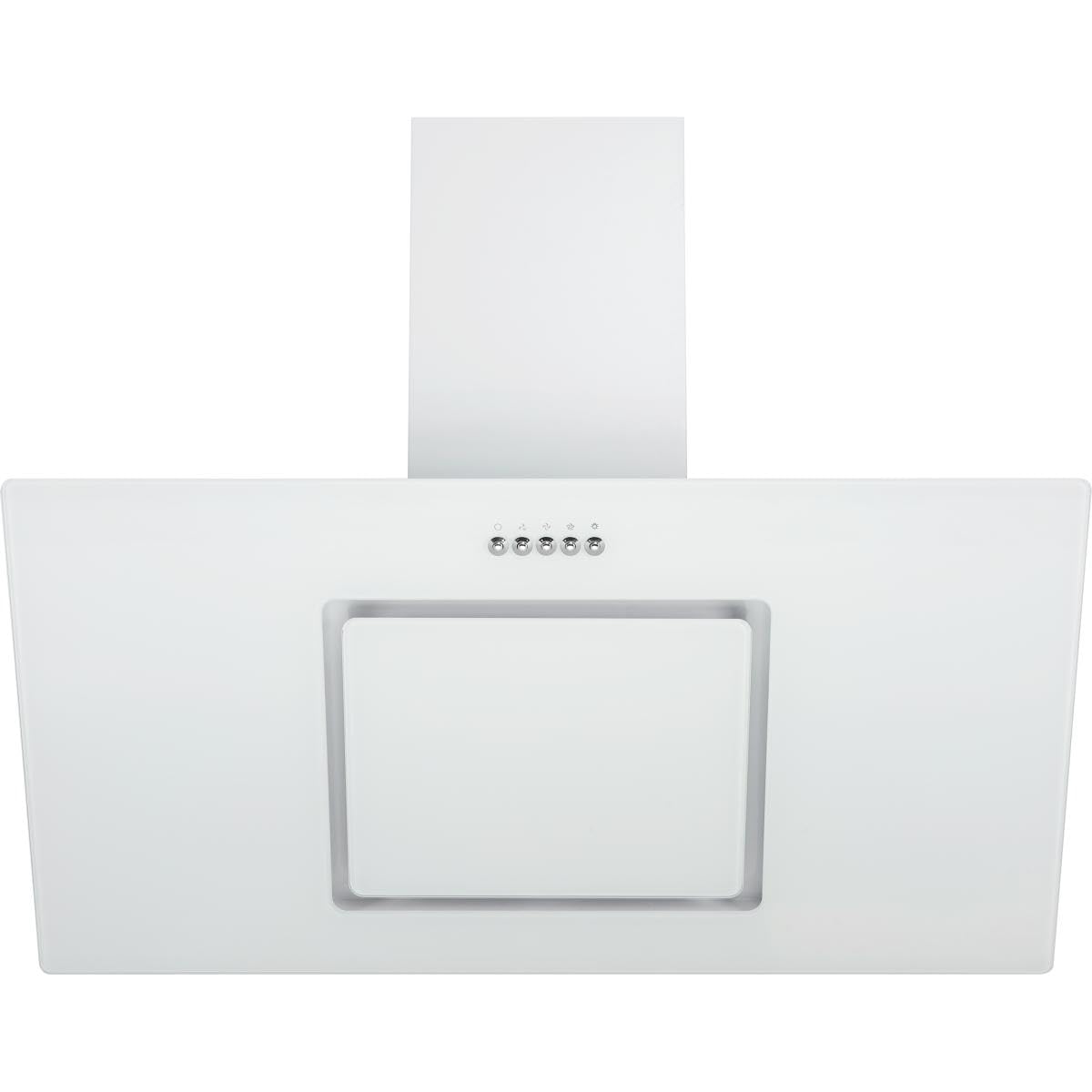 Respekta Campana extractora ahorra espacio/Campana inclinada de 90 cm/Pantalla de cristal con estructura metálica en blanco/Función de extracción y recirculación / CH22010/90WBZ / B / 54 – 62 dB