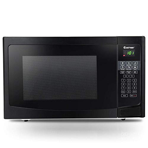 COSTWAY Microwave Oven Countertop with Smart Sensor, Easy Clean Interior,LED Lighting with Auto