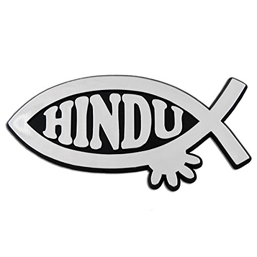 Image of Hindu Fish Plastic Auto Emblem - [Silver][5'' x 2 1 /2'']