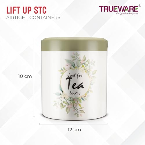 Image of Trueware Lift Up Sugar Tea Coffee Container|Set Of 3| Olive Green|Container|750 Ml Each|Air Tight|Bpa Free|100% Food Grade|Odour Proof|Kitchen Storage|Kitchen Accessories |Plastic,