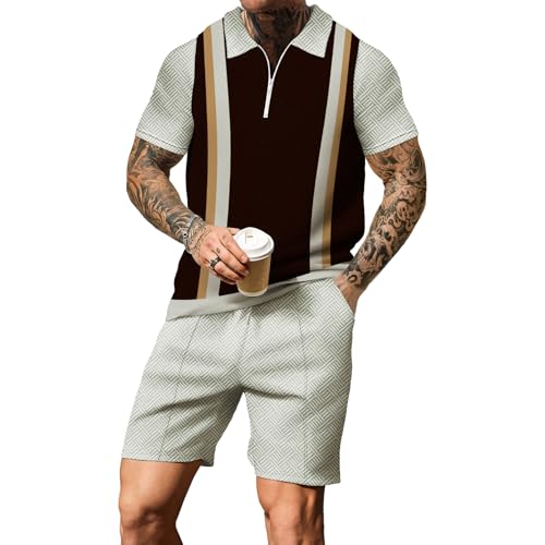 Men Short Sets Outfits 2 Piece Summer Tracksuit Short Sleeve Polo Mens Shirt And Short Set Summer Outfits For Men2