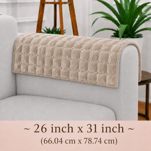 Image of STITCHNEST 'Haven Soft Series' Sofa Armrest Cover | Ultra Soft Plush Hand Rest Protector for Sofa & Couch Furniture, Washable Textured Arm Cover