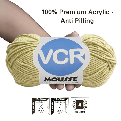 Image of VCR 4ply Clean Beige Yarn, 100 Grams Hank, 190 Meters Length, Acrylic Ball for Crochet and Knitting, Soft Crosia Threads, Pack of 1 Yarn, Suitable for DIY Crafts