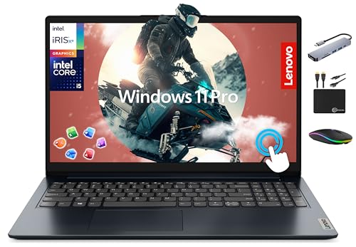 Lenovo IdeaPad Laptop Computer 2025, 15.6" FHD Touchscreen, 10-Core Intel i5, Intel Iris Xe Graphics, 40GB RAM, 1.5TB Storage (1TB SSD + 500GB Ext), MarxsolAccessory, Win 11 Pro, Lifetime Office 2024