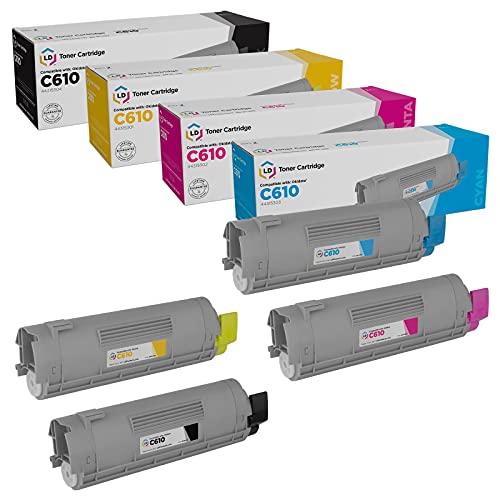 LD Compatible Toner Cartridge Replacement for Okidata C610 Series (Black, Cyan, Magenta, Yellow, 4-Pack) Compatible with Oki C610cdn C610dn C610dtn C610n