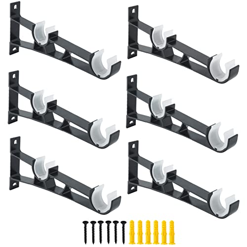 AddGrace Doppelte Gardinenstangenhalterungen, robuste Gardinenstange, schwarze Gardinenstangenhalterung, Halterungen für Vorhänge, Wand, 6 Stück Cover