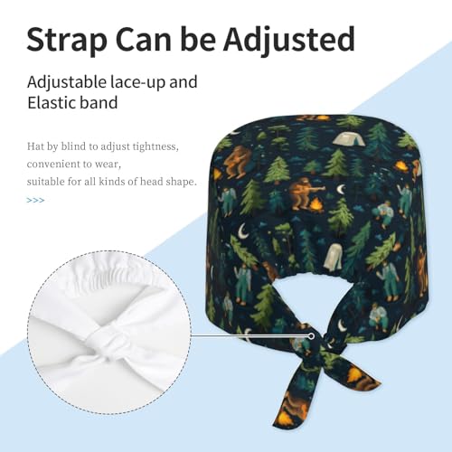 Image of Working Cap Scrub Cap with Sweatband | Adjustable Nurse Surgical Caps, for Men Women, Tie Back Hat