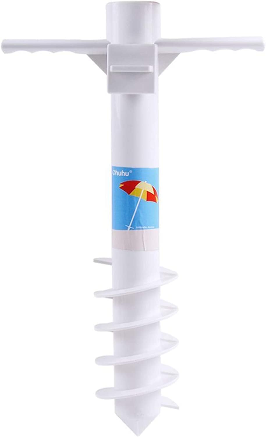 Ohuhu Beach Umbrella Sand Anchor Stand Holder with 5-Spiral Screw, One Size Fits All Beach Umbrella for Sand Heavy Duty Wind