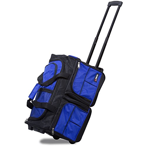 Hipack Carry-on Rolling Duffle Bag, Blue, 20-Inch