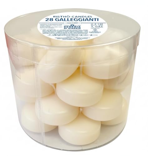 28 Schwimmkerzen - Durchmesser 5 cm - 5,5 Stunden Brenndauer - Farbe Creme - Cereria Di Giorgio