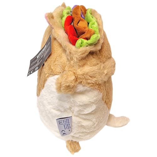 moodrush® 🥙 😺 Baby DÖNER Cat | Kebab Katze | Fast Food Plüschtier Kuscheltier Kebap Stofftier Kawaii Gyros Pita Kissen Kitty flauschig | waschbar, ca. 40 cm | Versand aus Deutschland