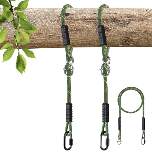 Heavy Duty Tree Swing Ropes Hammock, Hanging Straps, Adjustable Extendable for Outdoor Swings Hammock Playground Set Accessories, 7.25ft(87") of 2, Green