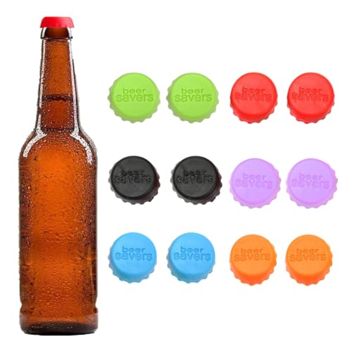 WeddHuis 12 Piezas Tapón de Silicona Reutilizable, Tapa de Botella, Corcho de Corona, Sellado de Tapón de Botella para Cerveza, Botellas de Vidrio (6 Colores, Multicolor)
