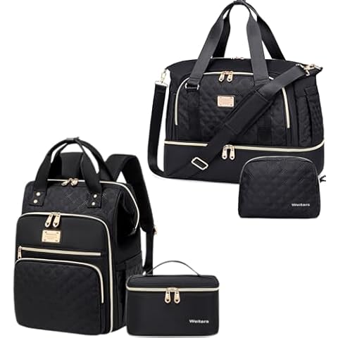 Weitars Gym Bag For Women,Travel Bag & Weitars Trave Backpack For Women with Lunch Box 2 Packs Cover