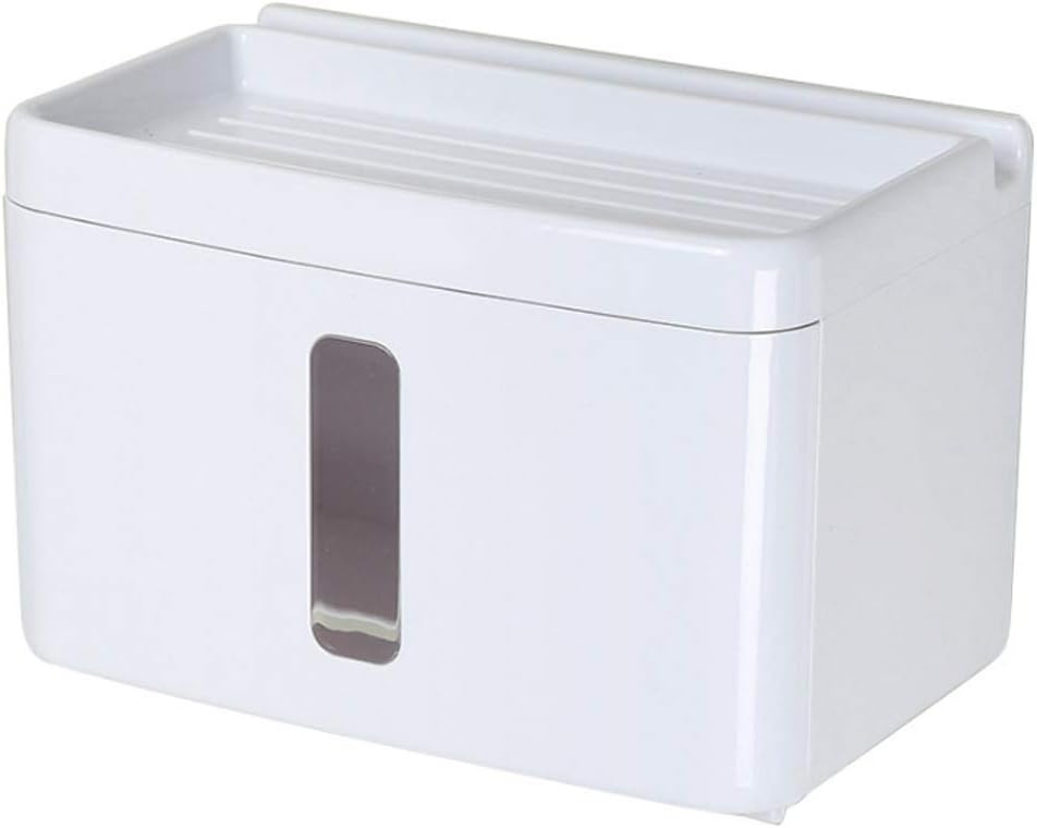 Multipurpose Toilet Paper Holder with Phone Shelf and Drawer Storage,Wall Mounted Punching Free Tissue Dispenser Box