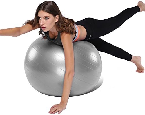 Rainleaf Exercise Ball (55-65cm) Non-Slip Thick Yoga Balance Ball,Anti Burst Yoga Ball Static Strength Ball for Home Office Gym Workout Fitness with Free Quick Pump