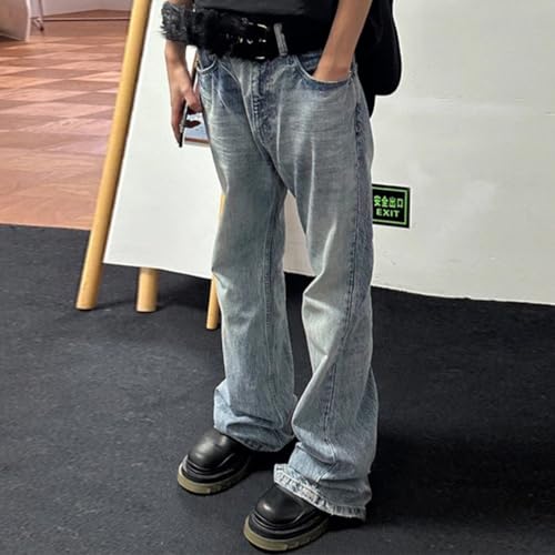 Streetwear Wide Leg Jeans Men Vintage Solid Color Denim Pants Male3