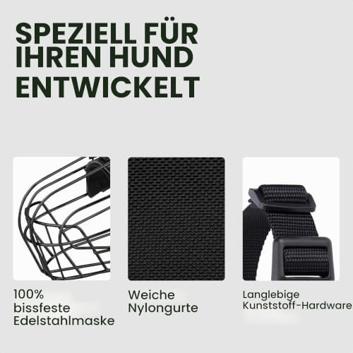 BRONZEDOG Maulkorb für Pitbull Hund aus atmungsaktivem Metallkorb für große Hunde wie Amstaff und Staffordshire Terrier – mit Nylonriemen – gegen Beißen, Kauen und Bellen