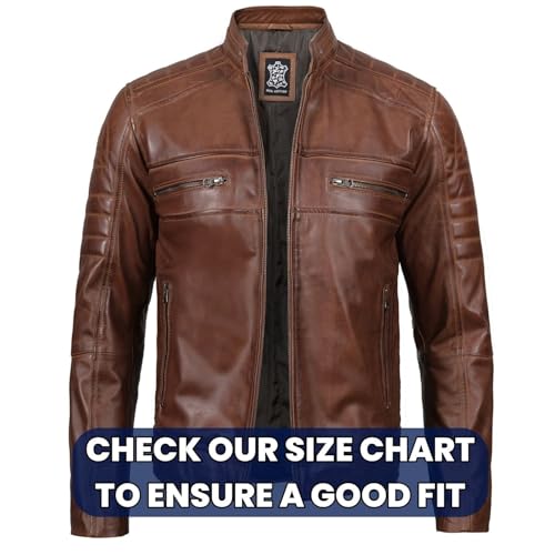 fjackets Cafe Racer Leather Jacket Men - Real Lambskin Natural Grain Leather Moto Style Jackets For Mens2