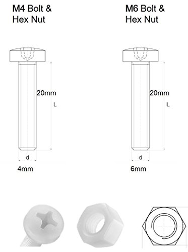 50 x PVC Sechskantschrauben Grau, Muttern und Schrauben aus PVC-U-Kunststoff, oxidationsbeständig, wasserfest, stabil, M4 x 20mm