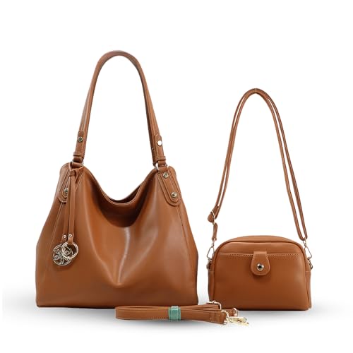 PU Leather Hobo Tote Bag Set for Women, Large Shoulder Handbag with Adjustable Strap and Crossbody Bag, Ideal for Daily Use