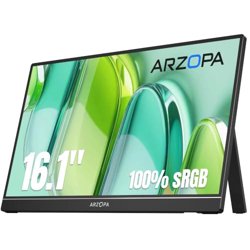 Image of ARZOPA 16.1 inch Portable Monitor, 100% sRGB FHD 1080P Kickstand -Z1C