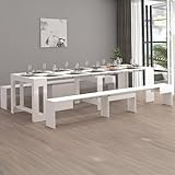 Dmora - Bank Torquato, Set mit 2 Sitzgelegenheiten für den Esstisch, ausziehbare Bänke, 290x25x45 cm, glänzend weiß