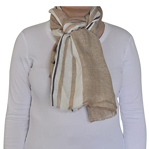 Écharpe 100% lin Les Poulettes Bijoux contre les coups de froid avec légèreté en bleu - 2
