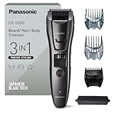 Panasonic ER-GB80-H503 Regolabarba, Tagliacapelli da Uomo, Tagliacapelli Portatile Cordless Impermeabile, 39 Impostazioni di Lunghezza, 3 Accessori, Funzionamento Senza Filo e con Filo, Argento Scuro