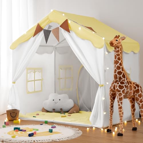 besrey Tienda de campaña para niños 2 en 1, casa de juegos para interior con alfombra y luces, tienda de juegos para interiores, tienda de juegos para interiores, princesa, casa infantil, esquina