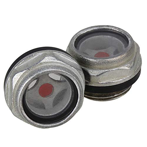 CNBTR Metall 27,5 mm Durchmesser Ölstandsschauglas für Luftkompressor G1 / 2"Gewindepackung mit 2 Stück Cover