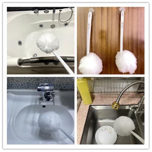 Image of Bowl Brush Toilet Cleaning Brush Set Soft Polyester Head 15x5 inches White (4PacK)