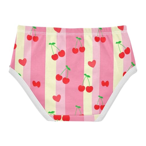 Cherry Vertical Stripes Pink Cream Toddler Girls Underwear 2t Cotton Girl Panties Cute Aesthetic Undies Kids Briefs2