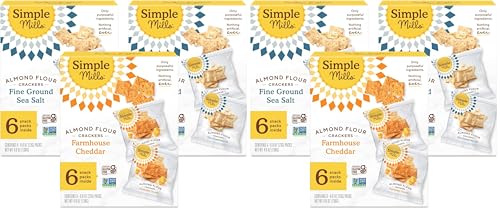 Image of Simple Mills Almond Flour Crackers, Snacks Variety Pack (Fine Ground Sea Salt and Farmhouse Cheddar) - Gluten Free, Healthy Snacks, Plant Based, 4.9 Ounce (Pack of 6)