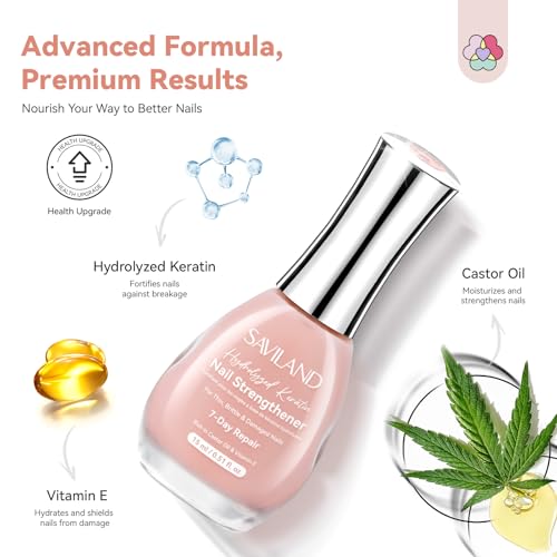 Image of SAVILAND Nail Strengthener: Jelly Nude Nail Growth for Damaged Nails Air Dry Natural Concealer Foundation Polish 15ml Strengthening Polish Repair Weak & Thin Nails Fingernail Nail Care Gifts for Women