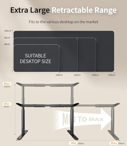 MAIDeSITe Height Adjustable Standing Desk Frame with Oval Leg Design, Dual Motor Electric Standing Desk Sit Stand Desk with 62-125cm, 4 Memory Keyboard and Anti-collision System