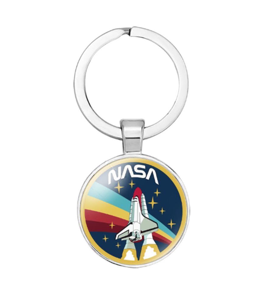 vmcoatdu NASA Astronaut Space Shuttle Logo Restore Ancient Key Chain Keyring Gift Men Women Keychain Alloy and Inlaid Glass