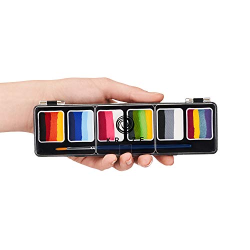 Kraze Fx Splash Split Cake Palette (6 Gm) With Brush - Water Activated, Hypoallergenic, Safe, Non-Toxic Face Painting Kit For Sensitive Skin, Kids & Adults #TOP1