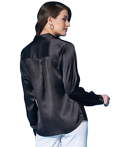 Image of FUNDAY FASHION Women's Solid Regular Fit Satin Shirt