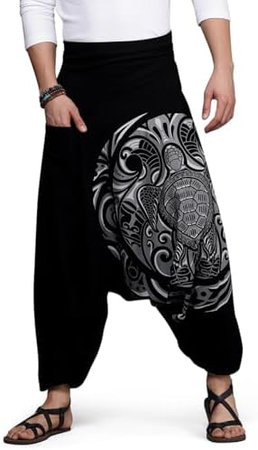 The Veshti Company Printed Harem Pants for Men's Cotton Hippie Style Baggy Boho Yoga Pajama Pant with Pocket