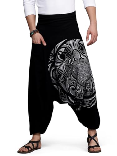 Image of The Veshti Company Printed Harem Pants for Men's Cotton Hippie Style Baggy Boho Yoga Pajama Pant with Pocket