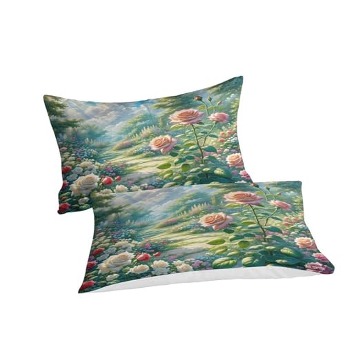 Housse de couette avec fermeture éclair cachée parure de lit rose 3D microfibre douce - 3