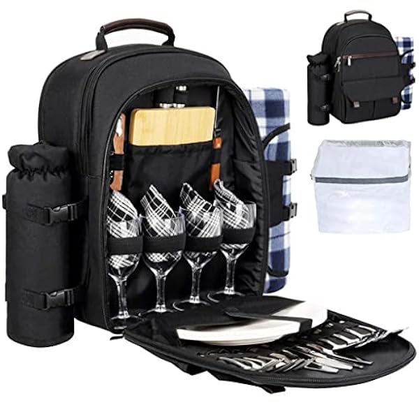 N/A 4-personers picknickryggsäck bärbar utomhus camping isväska med kylfack servisset väska