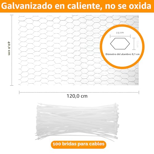 Miniatura 2 de Mallas Para Gallinero,40cm X 12m Malla Conejera Alambre,Malla Conejera Alambre Hexagonalgalvanizada, Resistente A La Oxidación, Adecuada Para Bricolaje Y Decoración Del Hogar