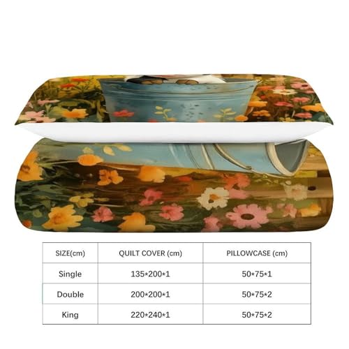 Housse de couette 135x200 cm lavable et facile à repasser pour lit - 4
