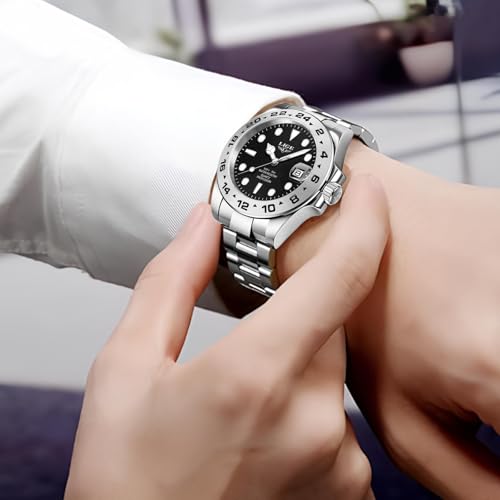 Image of LIGE Fashion Watches for Men Stainless Steel Business Dress Watch Waterproof Analog Quartz Watch with Luminous Date Display Manl Wrist Watch