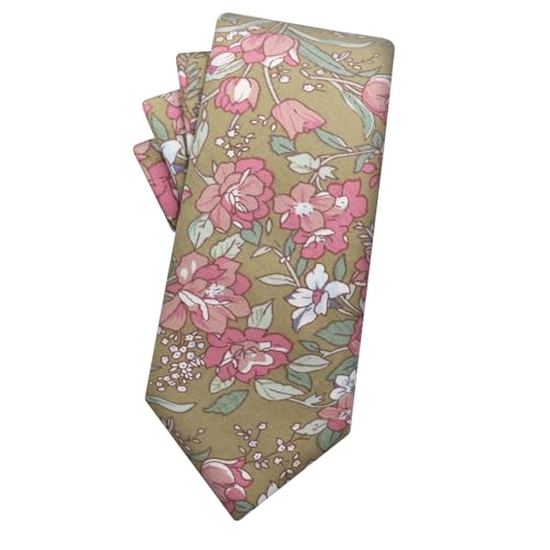 Image of Mantieqingway Men's Cotton Floral Neck Tie 2.56'' Printed Skinny Tie