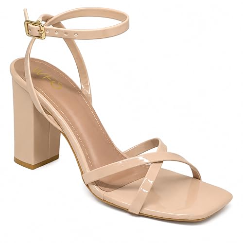 Image of WFS Women 3.5 Inch Elegant Block Heel Sandals for Women with Ankle Strap